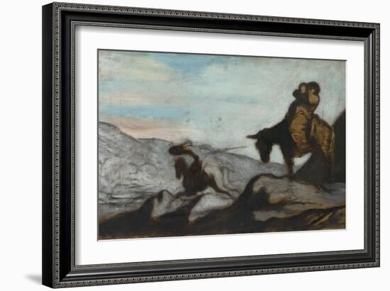 Don Quixote and Sancho Panza, Ca 1855-Honoré Daumier-Framed Giclee Print