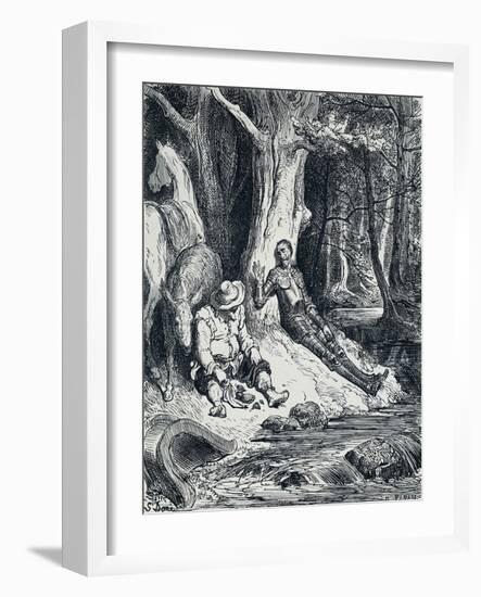 Don Quixote and Sancho Panza in Illustration-Gustave Doré-Framed Giclee Print