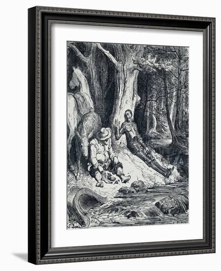 Don Quixote and Sancho Panza in Illustration-Gustave Doré-Framed Giclee Print
