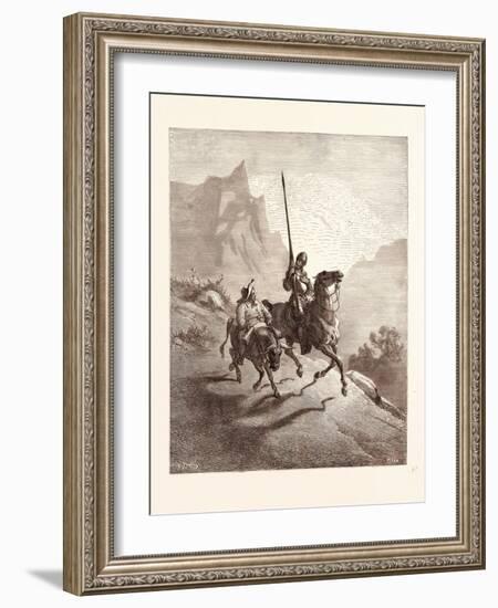 Don Quixote and Sancho Setting Out-Gustave Dore-Framed Giclee Print