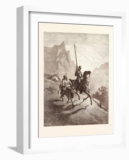 Don Quixote and Sancho Setting Out-Gustave Dore-Framed Giclee Print