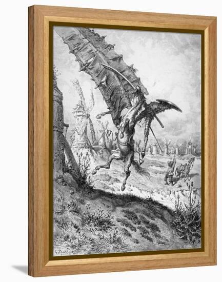 Don Quixote and the Windmills, from 'Don Quixote de la Mancha' by Miguel Cervantes-Gustave Doré-Framed Premier Image Canvas