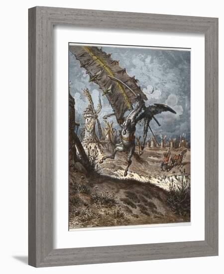 Don Quixote and the Windmills-Stefano Bianchetti-Framed Giclee Print