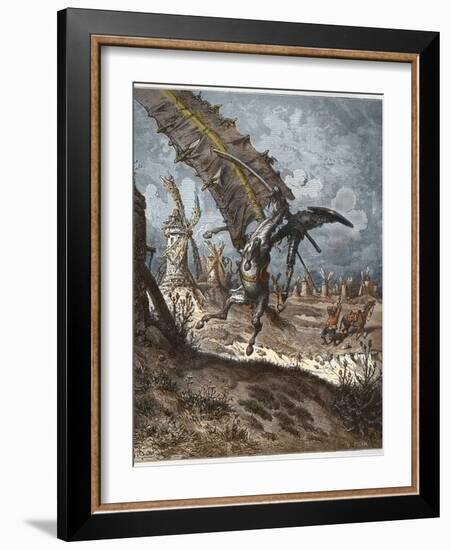 Don Quixote and the Windmills-Stefano Bianchetti-Framed Giclee Print