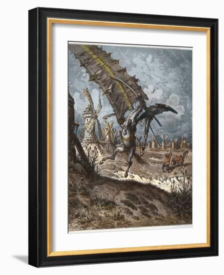 Don Quixote and the Windmills-Stefano Bianchetti-Framed Giclee Print