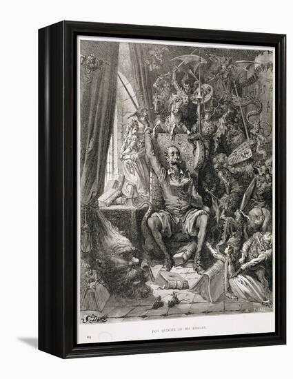 Don Quixote in His Library, Engraved by Heliodore Joseph Pisan (1822-90) C.1868-Gustave Doré-Framed Premier Image Canvas