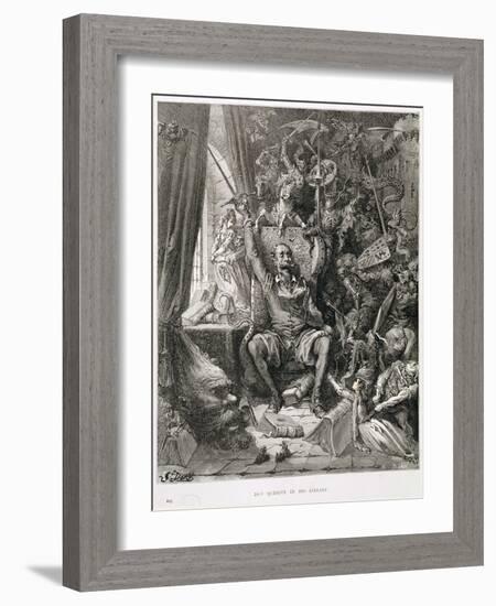 Don Quixote in His Library, Engraved by Heliodore Joseph Pisan (1822-90) C.1868-Gustave Doré-Framed Giclee Print