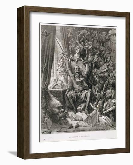 Don Quixote in His Library, Engraved by Heliodore Joseph Pisan (1822-90) C.1868-Gustave Doré-Framed Giclee Print