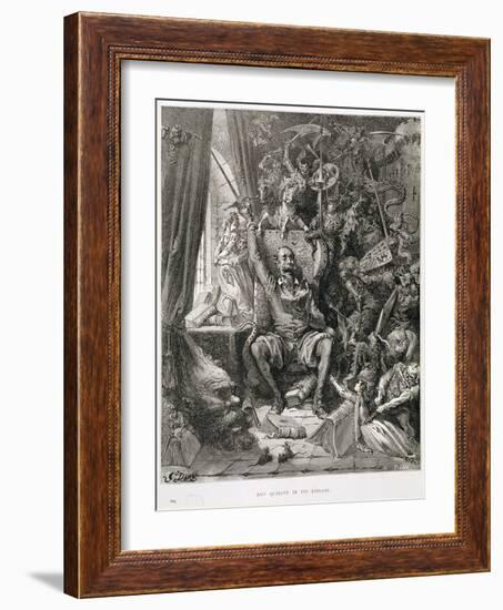 Don Quixote in His Library, Engraved by Heliodore Joseph Pisan (1822-90) C.1868-Gustave Doré-Framed Giclee Print