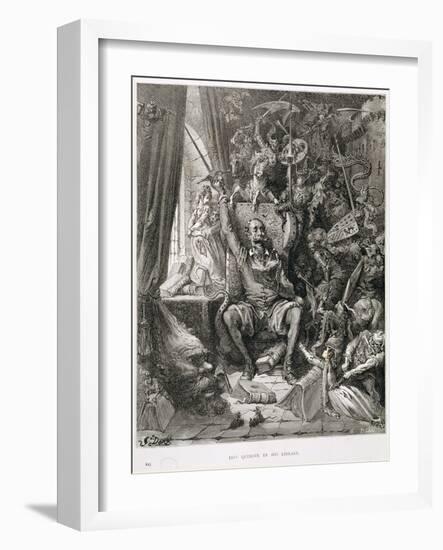 Don Quixote in His Library, Engraved by Heliodore Joseph Pisan (1822-90) C.1868-Gustave Doré-Framed Giclee Print