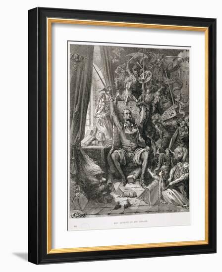 Don Quixote in His Library, Engraved by Heliodore Joseph Pisan (1822-90) C.1868-Gustave Doré-Framed Giclee Print