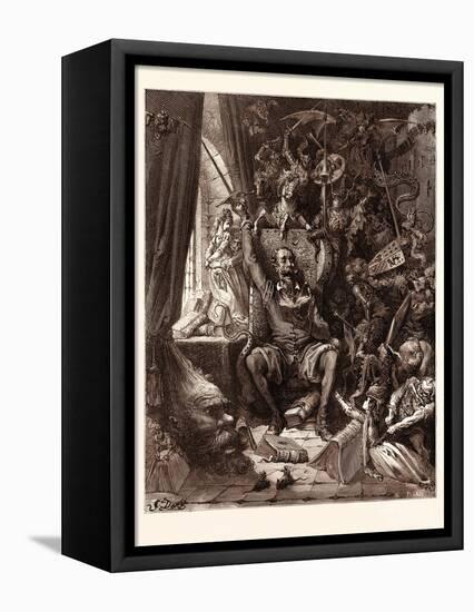Don Quixote in His Library-Gustave Dore-Framed Premier Image Canvas