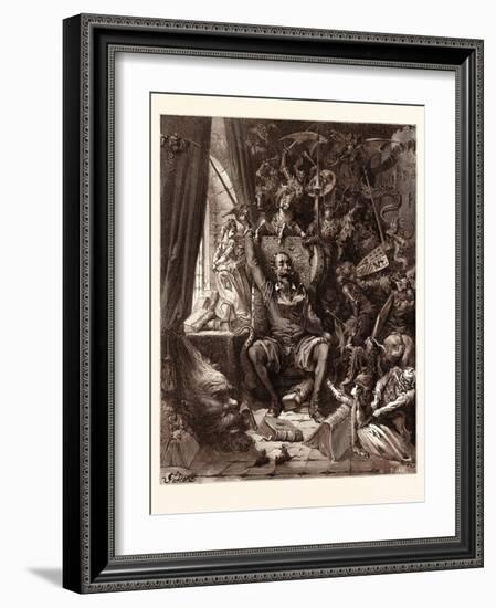 Don Quixote in His Library-Gustave Dore-Framed Giclee Print