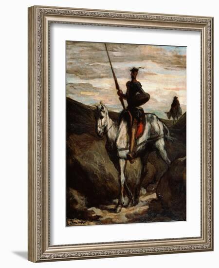 Don Quixote in the Mountains-Honoré Daumier-Framed Giclee Print