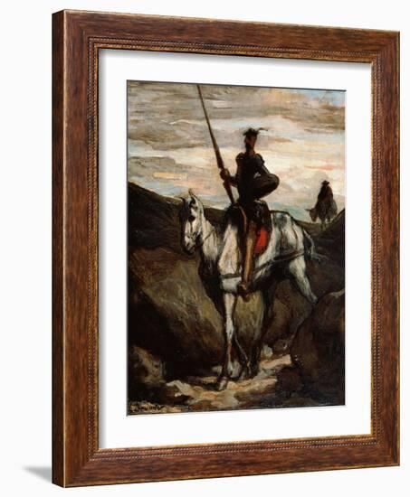 Don Quixote in the Mountains-Honoré Daumier-Framed Giclee Print