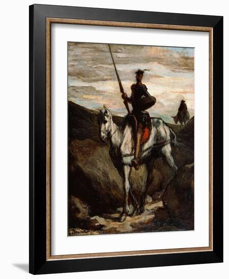 Don Quixote in the Mountains-Honoré Daumier-Framed Giclee Print