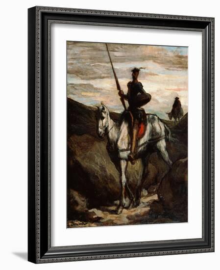 Don Quixote in the Mountains-Honoré Daumier-Framed Giclee Print