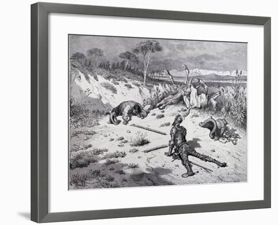 Don Quixote's Moralising on Ingratitude, from 'Don Quixote De La Mancha' by Miguel Cervantes…-Gustave Doré-Framed Giclee Print