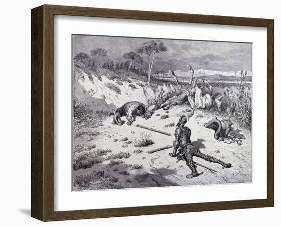 Don Quixote's Moralising on Ingratitude, from 'Don Quixote De La Mancha' by Miguel Cervantes…-Gustave Doré-Framed Giclee Print