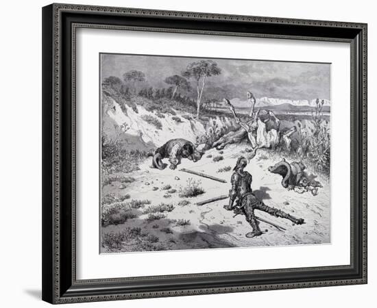 Don Quixote's Moralising on Ingratitude, from 'Don Quixote De La Mancha' by Miguel Cervantes…-Gustave Doré-Framed Giclee Print