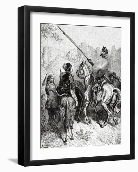 Don Quixote, Sancho and the Princess Dorotea, from Don Quixote by Miguel De Cervantes-Gustave Doré-Framed Giclee Print