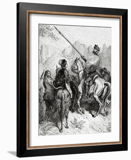 Don Quixote, Sancho and the Princess Dorotea, from Don Quixote by Miguel De Cervantes-Gustave Doré-Framed Giclee Print