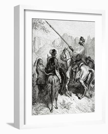 Don Quixote, Sancho and the Princess Dorotea, from Don Quixote by Miguel De Cervantes-Gustave Doré-Framed Giclee Print