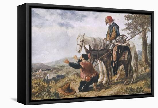 Don Quixote the Return of Don Quixote and Sancho Panza-Sir John Gilbert-Framed Stretched Canvas