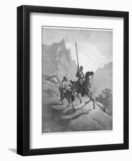 Don Quixote with Sancho Panza Riding Along a Mountain Pass-Gustave Dor?-Framed Photographic Print