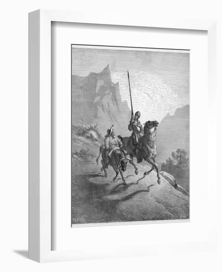 Don Quixote with Sancho Panza Riding Along a Mountain Pass-Gustave Dor?-Framed Photographic Print