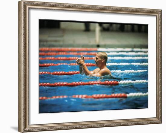 Don Schollander Gives Two Thumbs Up After Swimming Anchor on Relay Team at Summer Olympics-Art Rickerby-Framed Premium Photographic Print