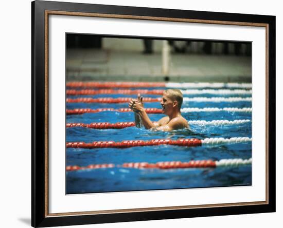 Don Schollander Gives Two Thumbs Up After Swimming Anchor on Relay Team at Summer Olympics-Art Rickerby-Framed Premium Photographic Print