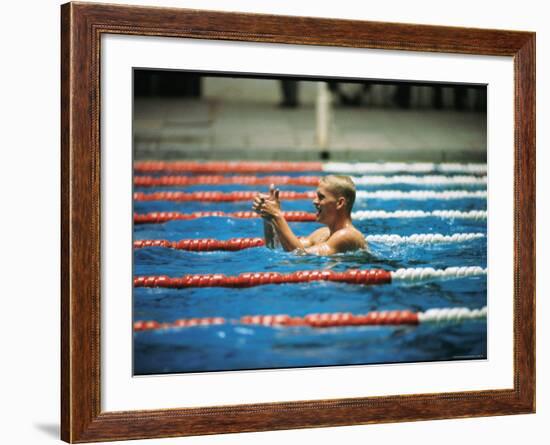 Don Schollander Gives Two Thumbs Up After Swimming Anchor on Relay Team at Summer Olympics-Art Rickerby-Framed Premium Photographic Print