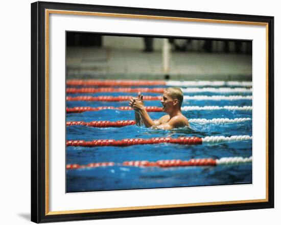 Don Schollander Gives Two Thumbs Up After Swimming Anchor on Relay Team at Summer Olympics-Art Rickerby-Framed Premium Photographic Print