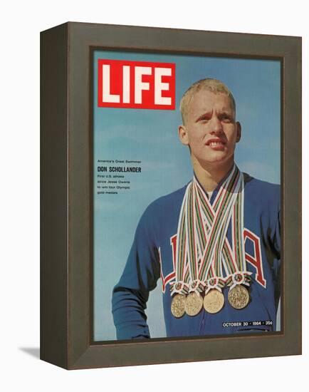 Don Schollander with his Four Olympic Gold Medals Won in Swimming Events, October 30, 1964-John Dominis-Framed Premier Image Canvas