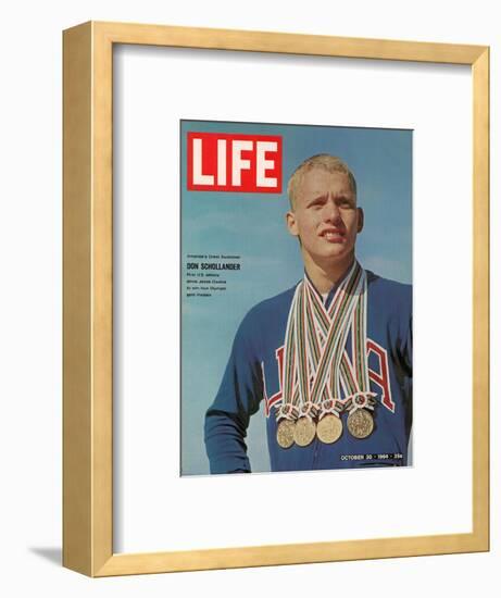 Don Schollander with his Four Olympic Gold Medals Won in Swimming Events, October 30, 1964-John Dominis-Framed Photographic Print