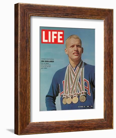 Don Schollander with his Four Olympic Gold Medals Won in Swimming Events, October 30, 1964-John Dominis-Framed Photographic Print