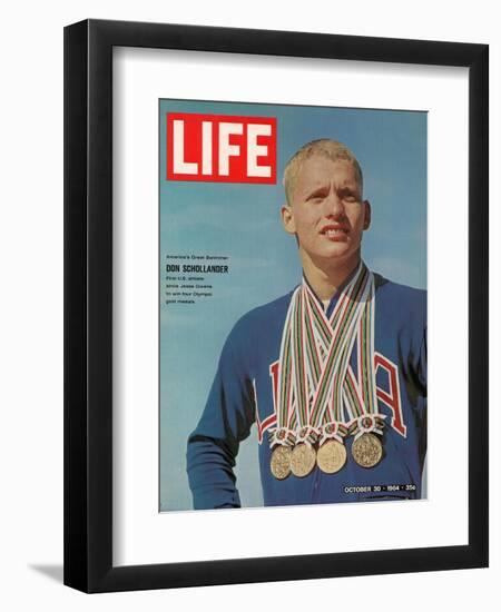 Don Schollander with his Four Olympic Gold Medals Won in Swimming Events, October 30, 1964-John Dominis-Framed Photographic Print