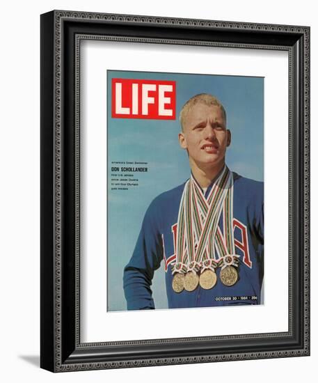 Don Schollander with his Four Olympic Gold Medals Won in Swimming Events, October 30, 1964-John Dominis-Framed Photographic Print