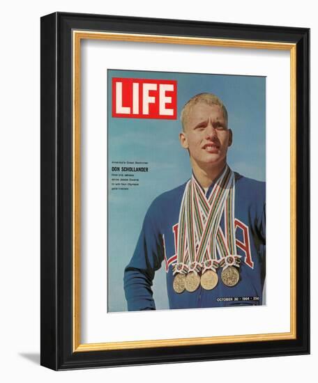Don Schollander with his Four Olympic Gold Medals Won in Swimming Events, October 30, 1964-John Dominis-Framed Photographic Print