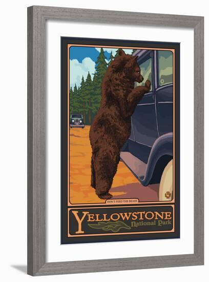 Don't Feed the Bears, Yellowstone National Park, Wyoming-Lantern Press-Framed Art Print