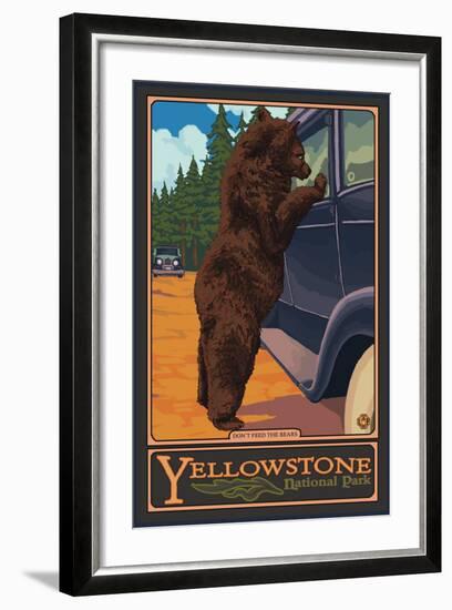 Don't Feed the Bears, Yellowstone National Park, Wyoming-Lantern Press-Framed Art Print