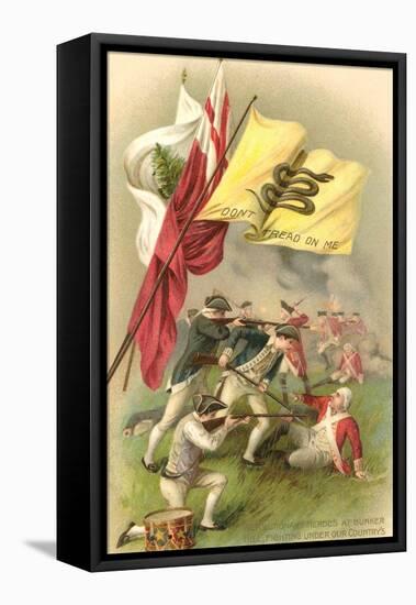Don't Tread on Me Flag, Battle Scene-null-Framed Stretched Canvas