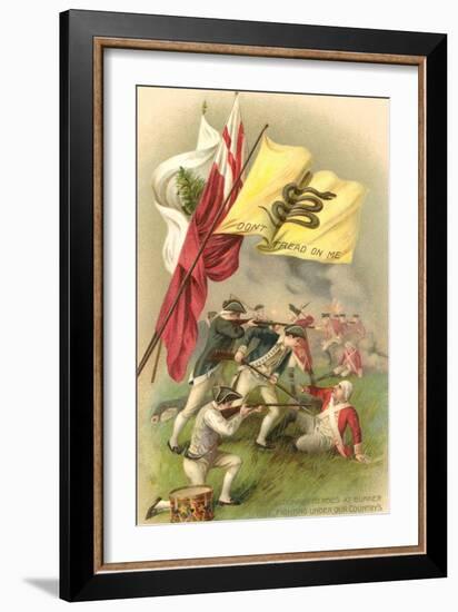 Don't Tread on Me Flag, Battle Scene-null-Framed Premium Giclee Print