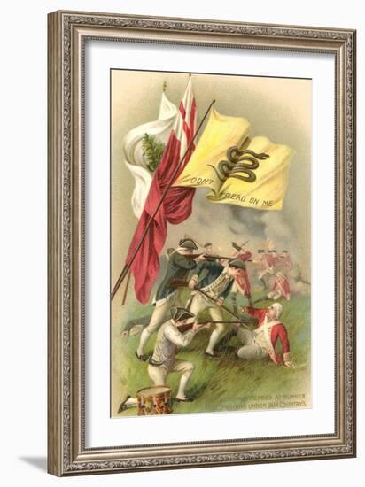 Don't Tread on Me Flag, Battle Scene-null-Framed Art Print