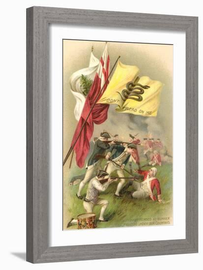 Don't Tread on Me Flag, Battle Scene-null-Framed Art Print