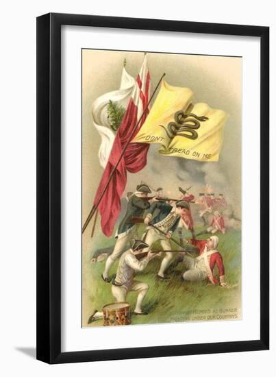 Don't Tread on Me Flag, Battle Scene-null-Framed Art Print