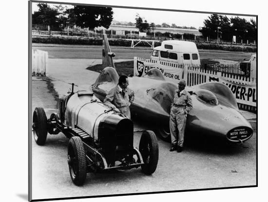 Donald Campbell with a Sunbeam 350 and Leo Villa with Bluebird, C1964-null-Mounted Photographic Print