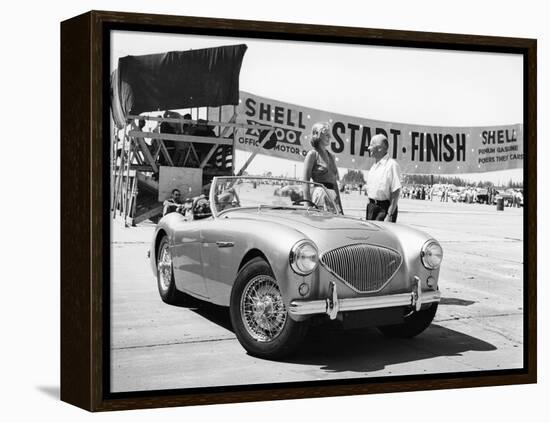 Donald Healey with an Austin Healey at a Motor Race-null-Framed Premier Image Canvas