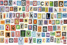 Colorful Alphabet Made Of Magazine Clippings And Letters . Isolated On White-donatas1205-Art Print